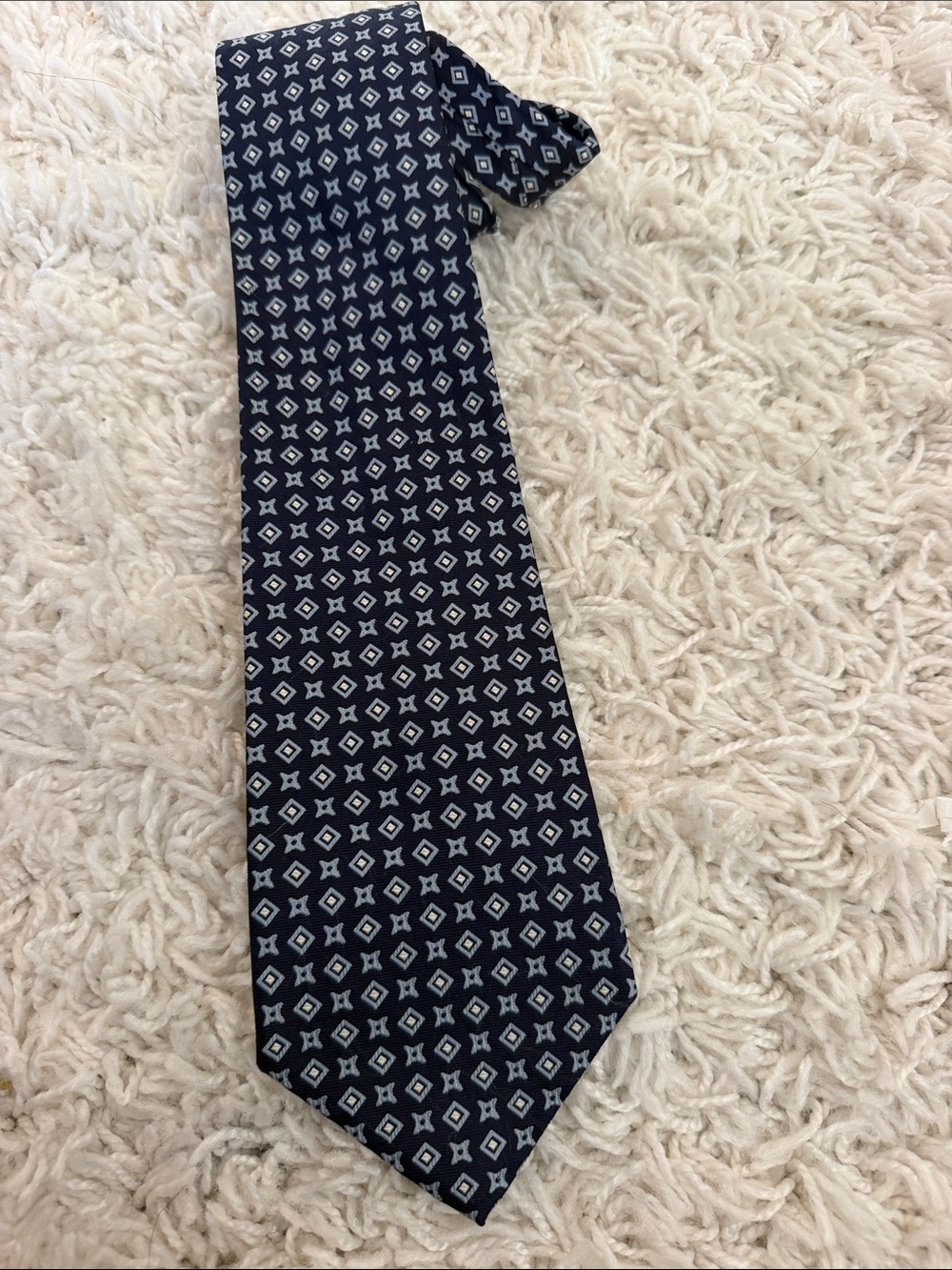 Vintage Polo Ralph Lauren Tie Mens OS blue Geometric Silk Made in USA - Picture 3 of 3